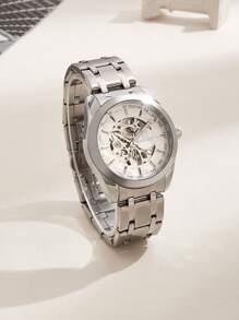 CASIRUI 1pc Automatic Mechanical Stainless Steel Watch Band Men's Watch, Luxurious CASIRUI