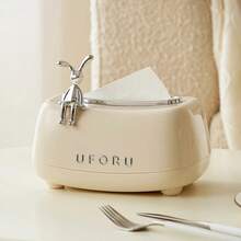 Caja de pañuelos de aire UFORU para sala de estar, caja de papel de bombeo de sentido avanzado, caja de servilletas creativa de lujo ligero - Marrón - Ver 1