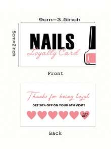 50-Pack Nail Salon Loyalty Cards - Customer Appreciation Punch Cards For Small Business, Nail Care Services Reward Card,School Supplies,Back To School - Multicolor - View 6