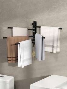1 件现代毛巾架，带 3/4/5 个旋转臂，壁挂式毛巾杆，节省空间的浴室毛巾架带挂钩，无需组装，无需钻孔，易于安装，厨房和浴室配件返校
