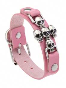 1 chiếc vòng tay đinh tán đầu lâu màu hồng phong cách Punk, thích hợp cho phụ nữ mặc hàng ngày, lễ hội, tiệc tùng, Halloween, lễ hội hóa trang, biểu diễn nhạc rock, quà tặng hoàn hảo - Hồng - Xem 12