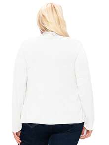 Plus Size Casual Long Sleeve Drape Open Front Cardigan Lightweight Comfortable Layer  Plain    Casual  Boho    Asymmetrical - White - View 4