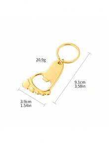 1pc/2pcs/3pcs/4pcs Stainless Steel Creative Gold Foot Shaped Beer Bottle Opener, Cute Keychain - Gold - View 8