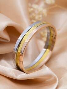 1 Set Fashionable 3-Color Polished Stainless Steel Bangle Bracelet, Women's Jewelry Accessory For Holiday, Birthday, Date, Party, Wedding, Travel, Everyday Matching