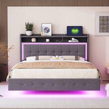 Bed Frames - Gray + Upholstered + 140cm*200cm - View 2