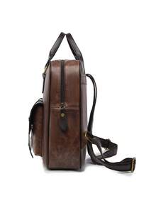 1个休闲学院风双肩包，时尚优质PU皮革，宽敞多口袋设计，大容量，带笔记本电脑隔层，拉链封口，纯色轻便书包，便携式运动包，简约休闲旅行双肩包，适合毕业生、女性和少女，也适合户外活动、旅行、中小学生和大学生，可用于徒步旅行、旅游、度假和上学。 - 咖啡棕 - 查看 9