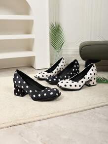 Escarpins rétro "Babies", nouveautés printemps pour femmes petites tailles, chaussures à talons hauts de style coréen grande taille unicolore à bout carré et talon épais