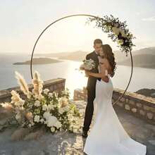 1set Round Golden Metal Balloon Arch Stand Kit, Suitable For Birthday, Wedding, Bridal Shower, Graduation, Anniversary, Christening, Summer, Theme Party, Home Decor, Valentine's Day, Halloween, Christmas, Thanksgiving,Christmas