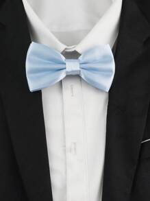 1 pezzo Papillon blu tinta unita in poliestere da uomo, versatile per uso quotidiano e per matrimoni/feste