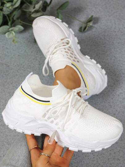 Zapatillas de punto sin cordones para mujer: transpirables y elegantes con recortes aireados, perfectas para comodidad todo el día y moda sin esfuerzo