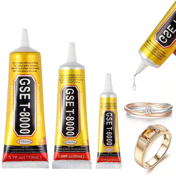 Cola transparente para joias T8000 15/50/110 ml com ponta de precisão, adesivo forte, à prova d'água e multiuso para resina epóxi, joias faça você mesmo, artesanato, vidro, pedras preciosas, metal, madeira, telefones, arte em unhas