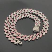 1pc Hip-Hop Pet Cuban Chain, Dog Faux Diamond Necklace, Pet Alloy Collar Accessories, Hip Hop Style Accessory For Daily Wear And Parties