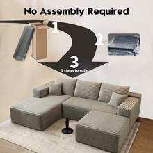 107.5" Cloud Modular Sectional Couch With 1 Ottoman,Modern Minimalist Upholstered Couches, Comfort U Shaped Sofa For Living Room,Deep Seat Corner Couch,No Assembly Required (Camel,Left Facing Chaise) - Camel - View 5