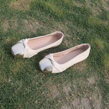 优雅花卉图案低跟方头一脚蹬软底休闲女鞋，妈妈鞋