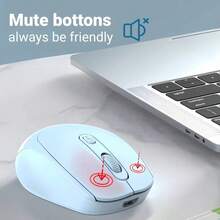 无线鼠标笔记本电脑鼠标带 USB 接收器 BT+2.4GHz 光学跟踪电脑无线鼠标，符合人体工程学的便携式鼠标 PC 笔记本电脑 Chromebook - 彩色 - 查看 3