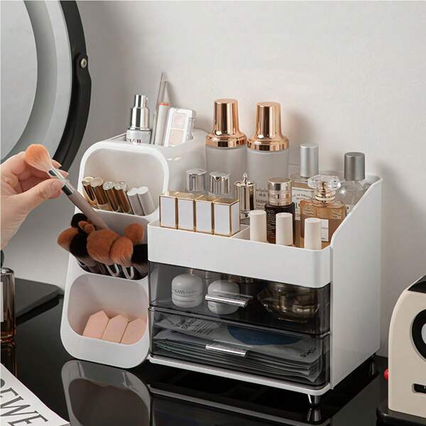 Organizador de maquillaje de alta gama de gran capacidad y multifuncional, estante de almacenamiento de lápices labiales y productos para el cuidado de la piel, estantería de almacenamiento para el tocador