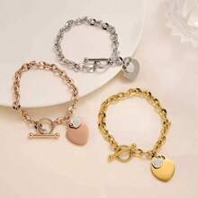 1 pièce Bracelet minimaliste à la mode en acier inoxydable en forme de cœur, convient pour la tenue quotidienne ou les soirées des femmes, excellent cadeau pour les amis