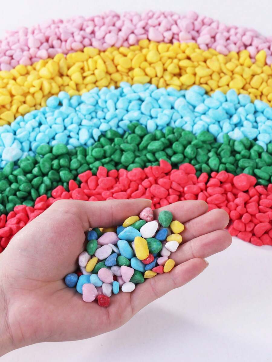 Colorful Decorative Stones For Garden And Home - 0.6-0.9 Cm | Non-Natural Colored Rainbow Stones, Suitable For Indoor Vases, Flower Pots, Outdoor Landscapes, Aquariums, Holiday Decor - Multicolor - View 1