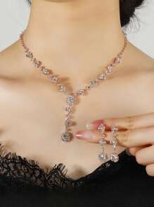 1 Set Elegant Style Bridal Necklace & Earring Jewelry Set, Fashion Accessories, Suitable For Wedding Events, Cosplay Costume Props And Attires