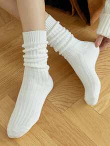 1/3 件时尚袜子，秋冬及膝、中筒、踝袜，适合所有季节，厚实保暖的过膝袜 - 采用双层针织技术制成