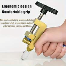 二合一手动玻璃瓷砖切割器，带水钻滚轮 - DIY 和建筑精密切割工具，可调节金属底座和夹具，轻便便携设计（坚固框架 + 蓝色螺丝），符合人体工程学的手柄，结构 - 彩色 - 查看 3