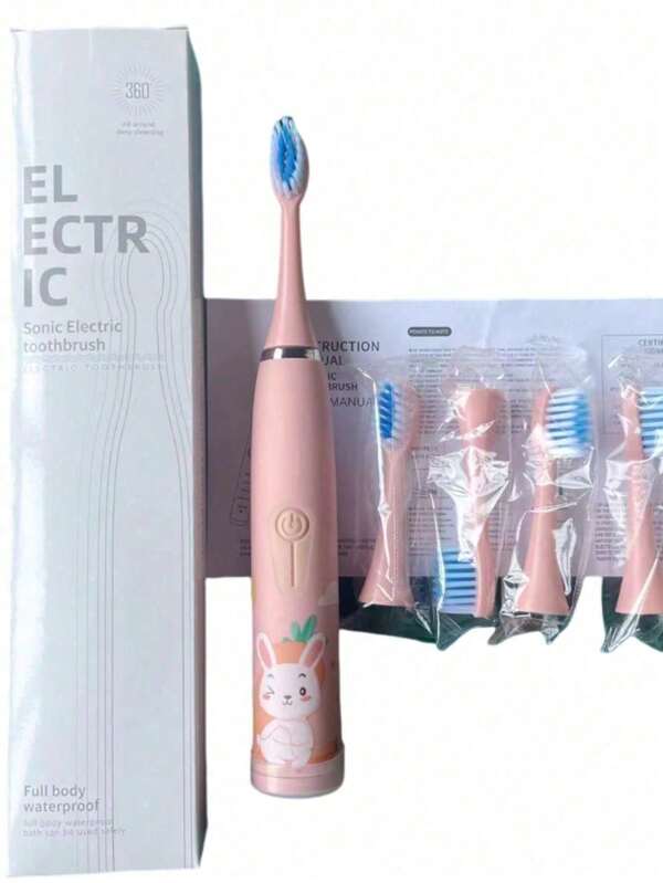 Cepillo de dientes ultrasónico para niños, cepillo de cerdas suaves 3D eléctrico de dibujos animados, IPX6, Reduce el daño, prevención de caída,Modelos de pilas