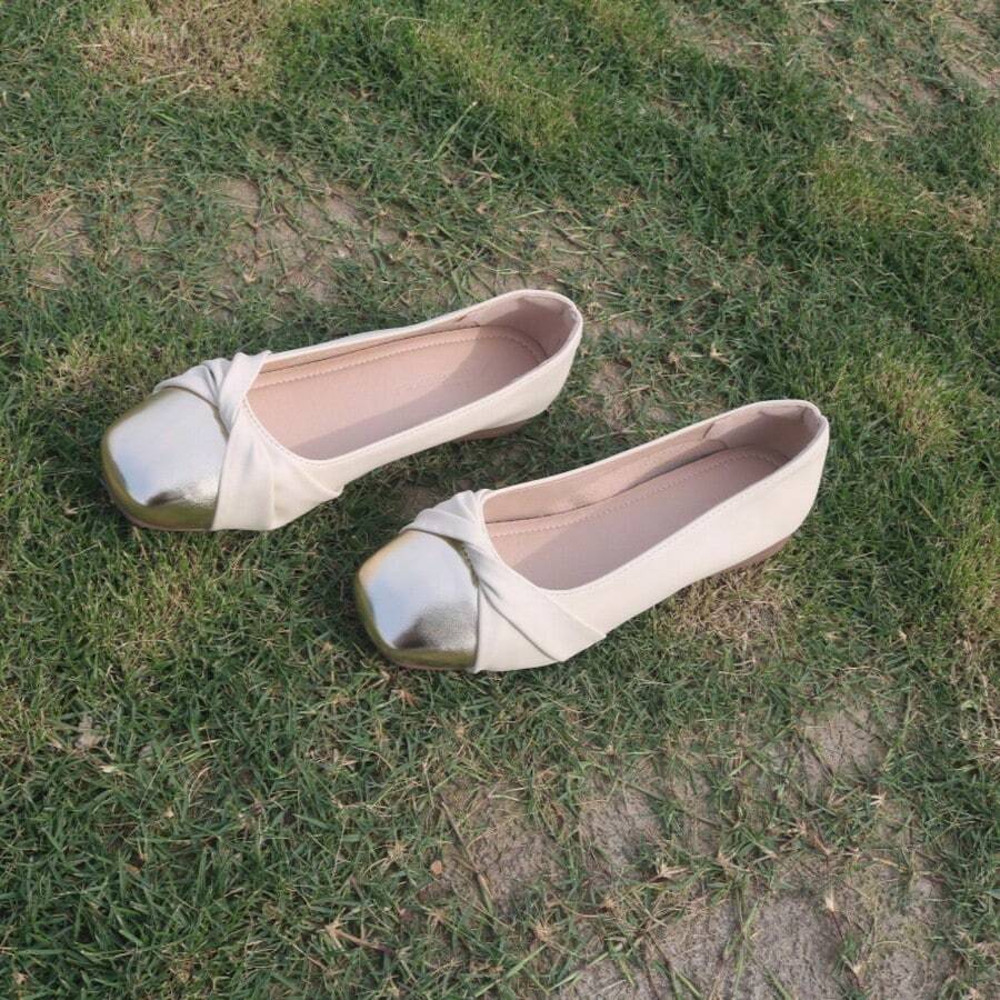 优雅花卉图案低跟方头一脚蹬软底休闲女鞋，妈妈鞋