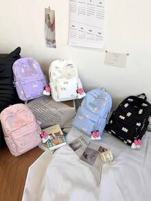 Mochila con lazo estilo japonés para niñas de secundaria y preparatoria, linda y versátil de gran capacidad, mochila de estudiante de alta calidad, mochila versátil de estilo japonés de lote pequeño y alta calidad para estudiantes de secundaria, preparatoria y universidad, bolso de hombro de gran capacidad, bolso para laptop para niñas (sin colgantes) - Multicolor - Ver 8