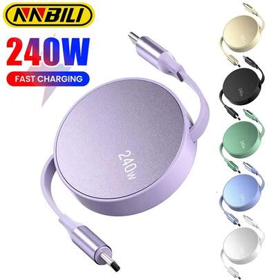 NNBILI 二合一 240W USB C 转 Type C 快速充电 USB C 双头伸缩数据充电线 兼容 iPhone15 16 Pro Max 兼容三星 兼容小米 适用于笔记本电脑手机 兼容 16、16 Pro Max、15、15 Plus、15 Pro、15 Pro Max，兼容 Redmi，兼容 OnePlus 充电器