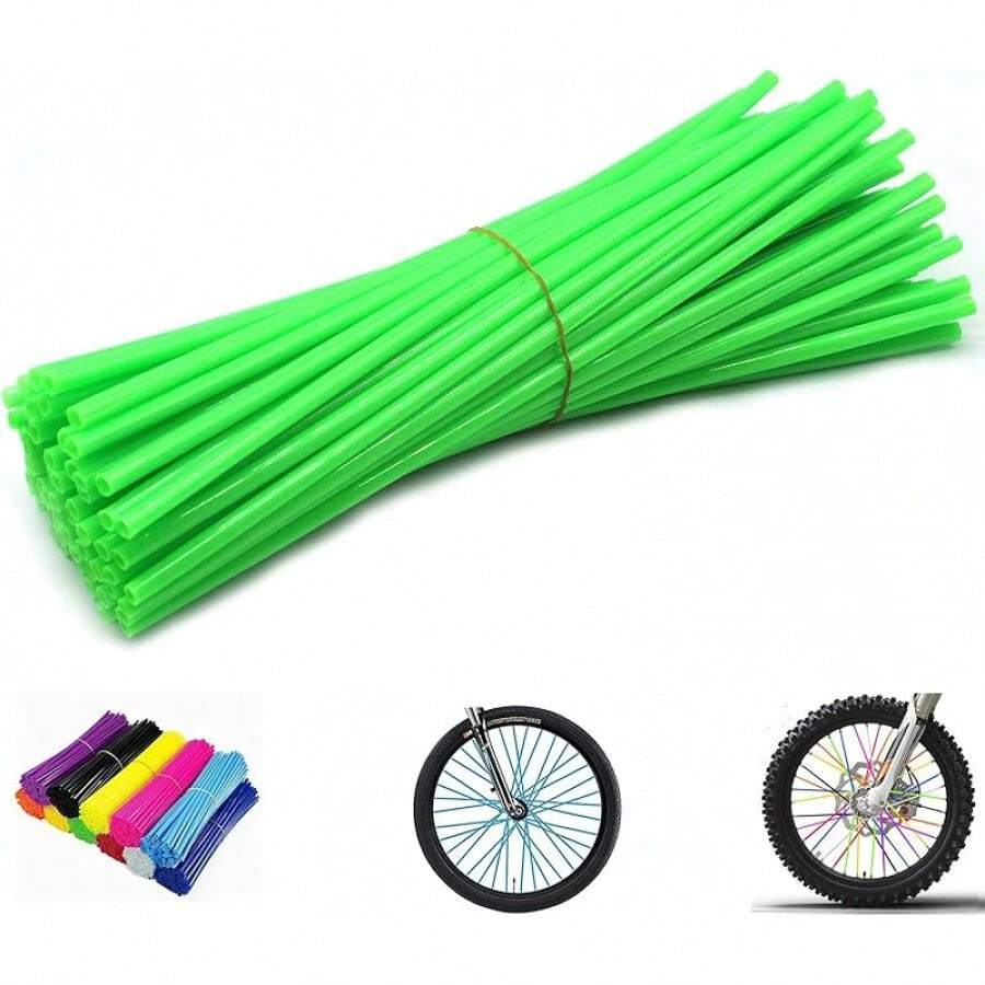 Spoke Skins Spoke Covers: 8-21 Inch Rims Protector & Decoration For Dirt Bike | Bike | Bicycle | Wheelchair | Motorcycle - 72Pcs - Green - View 1