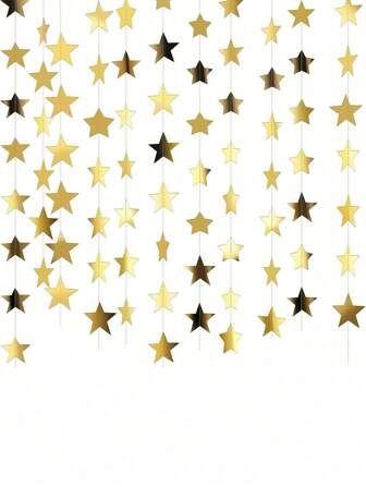1/3/5pcs Glitter Star Garland Banner Decoration, 1Pack/4M Bright Star Hanging Bunting Banner Backdrop For Islamic Birthday Party Decor
