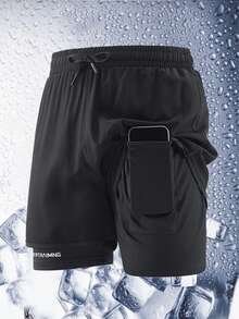 Driftmere Men Sports Shorts, Professional Training Quick-Dry Inner Lining Shorts, Running Fitness Ice Silk Thin 2 In 1 3/4 Shorts - Black - View 4
