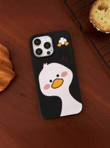 1pc Creative Duck Graphic, Matte Black TPU Shockproof Protective Phone Case, Can Be Used As Holiday Gift Compatible With Apple XS/XS Max/XR/11/12/13/14/14 Plus/15/15 Plus/16/16 Plus