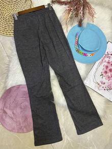 Wide Leg Pants In Soft Fleece Fabric With Fashionable Pocket - 深灰色 - 查看 2
