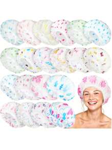 10pcs/5pcs/3pcs Double-Layer Shower Cap, Hair Mask Cap, Waterproof Bath Cap, Oil-Proof Hat, Shampoo Cap, Shower Bathing Cap, Waterproof & Thickened Home Bathroom Decor Fall Decor