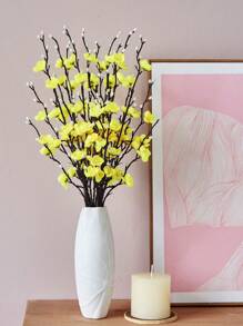 4/8 pièces Fleurs artificielles Fleur de prunier jaune 21,7" Fausse fleur d'hiver à longue tige en plastique Décoration de maison, hôtel, bureau, mariage, fête, jardin