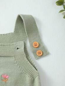 女婴轻薄针织花卉刺绣无袖连体衣，夏季 - 青碧色 - 查看 6