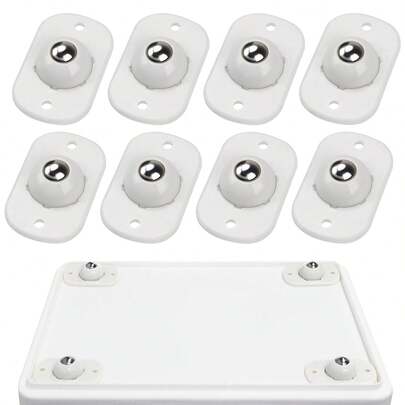 Self Adhesive Caster Wheels, Appliance Rollers For Kitchen Appliances, 360° Swivel Mini Universal Wheel Roller Casters, Sticky Pulley For Trash Can, Storage Box, Appliance Slider (4, White-Swivel) School Supplies,Back To School