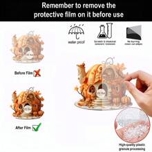 1pc Halloween Pendant Creative Pumpkin House Shape Bag Key Car Rearview Mirror Decoration Decoration Home Decor A Perfect Gift For Friends And Family.