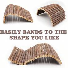 木制爬虫栖息树，变色龙笼，木制弯曲水槽装饰，蜥蜴、乌龟、蛇的秘密藏身处，仓鼠秋千玩具，软质攀爬梯，木制拱桥庇护所，宠物栖息围栏隧道 - 彩色 - 查看 7