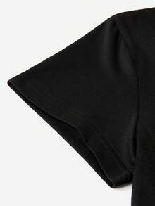 Flowers Class Of 2026 Graphic Print Women's T-Shirt Short Sleeve Round Neck Casual Top For Summer And Spring Ladies - Black - View 4