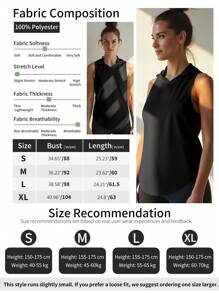 1pc Women's Hooded Sports Tank Top, Sleeveless Design Made Of Lightweight Breathable Mesh Fabric With Smooth Curved Back Hem, Suitable For Weekend Beach Getaways, Holiday Travel, Gym Workouts, Running, Yoga, Hiking And Versatile Everyday Wear
