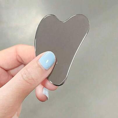 1/2 件装不锈钢心形刮痧板，适用于身体、眼部和颈部按摩，便携式肌肉放松按摩板，光滑耐用的金属刮痧工具，心形（银色），美容、护肤、水疗、自我护理、护肤工具、面部护理、美容师用品、按摩、面部按摩工具、面部滚轮