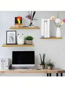 1 Pc Floating Shelves Wood Wall Mounted Shelf Picture Ledge Display Racks Spice Racks Decorative Wall Shelves For Bedroom Living Room Kitchen Home Office