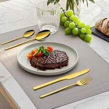 20 件不锈钢餐具套装 - 优雅的金色和银色餐具 - 适用于家庭、酒店、婚礼、洗碗机、圣诞节礼物套装、学校用品 - 彩色 - 查看 9
