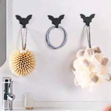 5 Stück nicht markierende Klebehaken in Fledermausform, Wand-Hänger für Badezimmer/Küche, Aufbewahrungshalter, Feiertags-Dekoration, für Halloween
