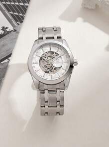 CASIRUI 1pc Automatic Mechanical Stainless Steel Watch Band Men's Watch, Luxurious CASIRUI