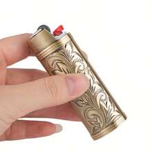 1 Stück Retro Glücksblumen Metall Feuerzeug Hülle, kompatibel mit Vollgröße BIC J6 Feuerzeuge - modische Feuerzeug Abdeckung - Verschiedenfarbig - Übersicht 8