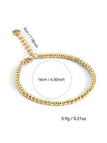 Charm-In 1pc Minimalist Fashion Versatile 18K Gold Plated Brass Beaded Bracelet For Women, A Valentine's Day Gift