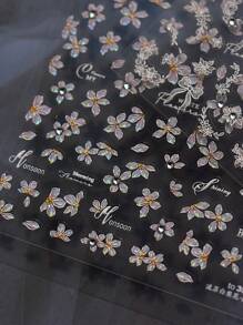 1pc Iridescent Diamond - Floral Nail Stickers , Self - Adhesive, Blooming Flower & Crystal Designs For An Elegant Manicure, Disposable, DIY Nail Decor For Women And Girls,Ideal For Party Nails,
